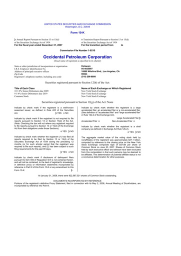 Vorschaubild Occidental Petroleum 10-K Jahresbericht 