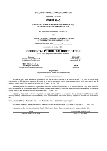 Vorschaubild Occidental Petroleum 10-Q Quartalsbericht  