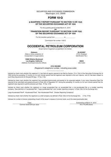 Vorschaubild Occidental Petroleum 10-Q Quartalsbericht 2010 