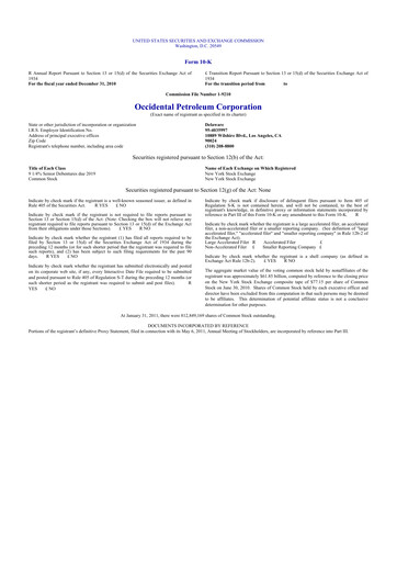 Vorschaubild Occidental Petroleum 10-K Jahresbericht 2010