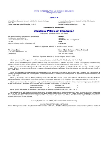 Vorschaubild Occidental Petroleum 10-K Jahresbericht 2011