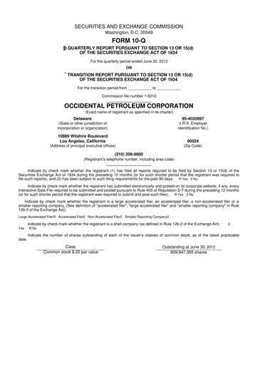 Vorschaubild Occidental Petroleum 10-Q Quartalsbericht 2012 