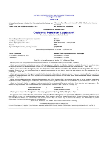 Vorschaubild Occidental Petroleum 10-K Jahresbericht 2012