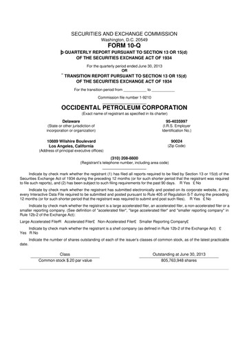 Vorschaubild Occidental Petroleum 10-Q Quartalsbericht 2013 