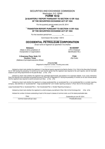 Vorschaubild Occidental Petroleum 10-Q Quartalsbericht 2014 