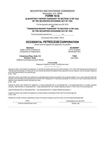 Vorschaubild Occidental Petroleum 10-Q Quartalsbericht 2015 