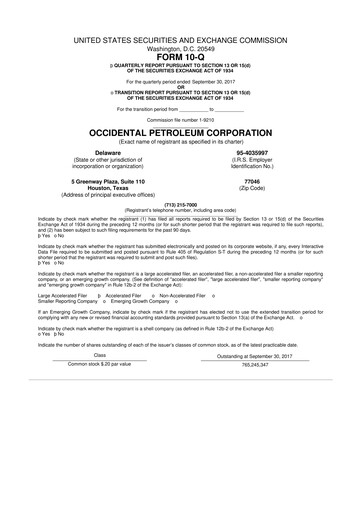 Vorschaubild Occidental Petroleum 10-Q Quartalsbericht 2017 