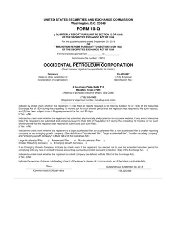 Vorschaubild Occidental Petroleum 10-Q Quartalsbericht 2018 