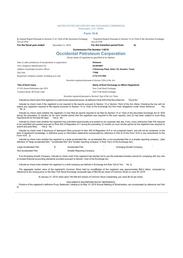 Vorschaubild Occidental Petroleum 10-K Jahresbericht 2018