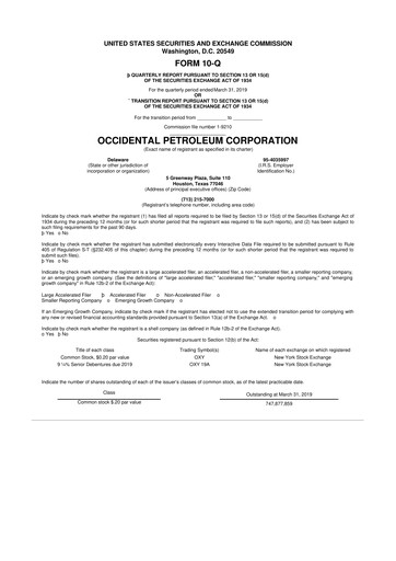 Vorschaubild Occidental Petroleum 10-Q Quartalsbericht 2019 