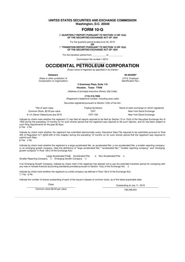 Vorschaubild Occidental Petroleum 10-Q Quartalsbericht 2019 