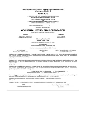 Vorschaubild Occidental Petroleum 10-Q Quartalsbericht 2019 