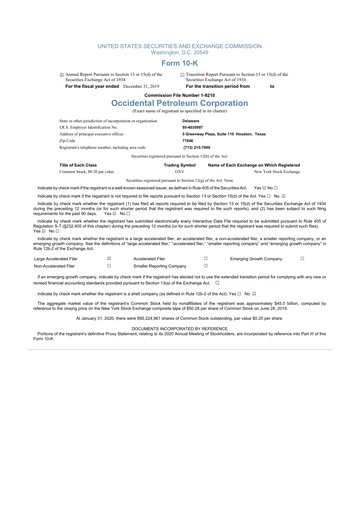 Vorschaubild Occidental Petroleum 10-K Jahresbericht 2019