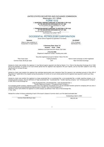 Vorschaubild Occidental Petroleum 10-Q Quartalsbericht 2020 