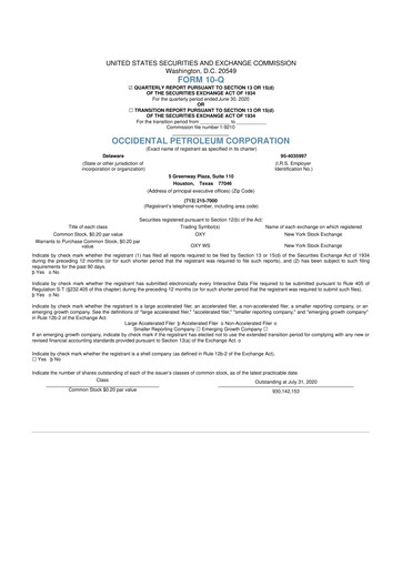 Vorschaubild Occidental Petroleum 10-Q Quartalsbericht 2020 