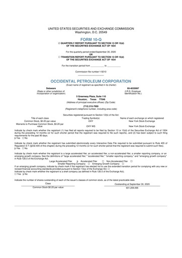 Vorschaubild Occidental Petroleum 10-Q Quartalsbericht 2020 