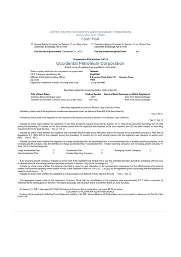 Vorschaubild Occidental Petroleum 10-K Jahresbericht 2020