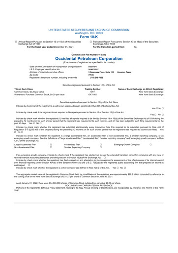 Vorschaubild Occidental Petroleum 10-K Jahresbericht 2021
