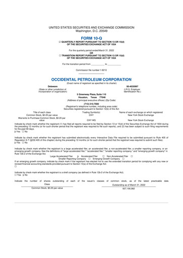 Vorschaubild Occidental Petroleum 10-Q Quartalsbericht 2022 