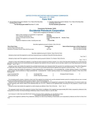 Vorschaubild Occidental Petroleum 10-K Jahresbericht 2022