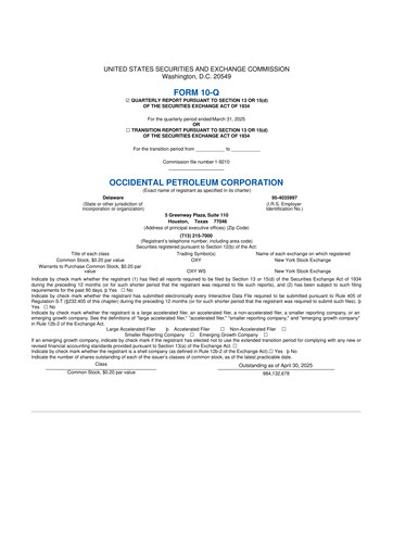 Vorschaubild Occidental Petroleum 10-Q Quartalsbericht 2025 