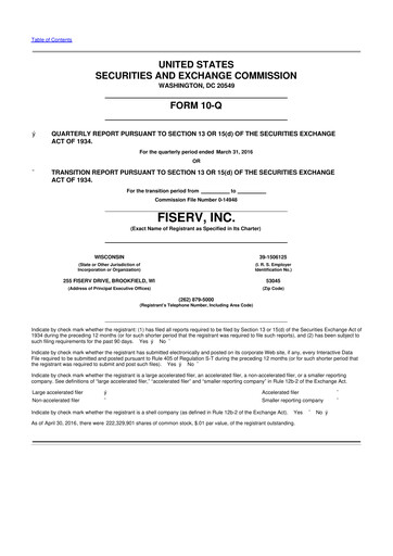 Vorschaubild Fiserv 10-Q Quartalsbericht 2016 