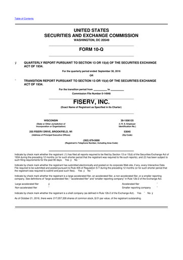 Vorschaubild Fiserv 10-Q Quartalsbericht 2016 