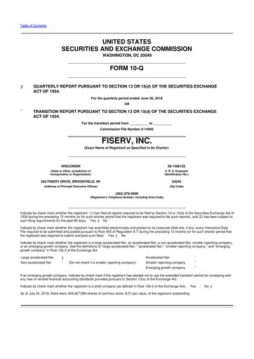 Vorschaubild Fiserv 10-Q Quartalsbericht 2018 