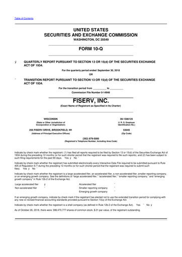 Vorschaubild Fiserv 10-Q Quartalsbericht 2018 