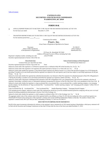 Thumbnail Fiserv 10-K Annual Report 2018