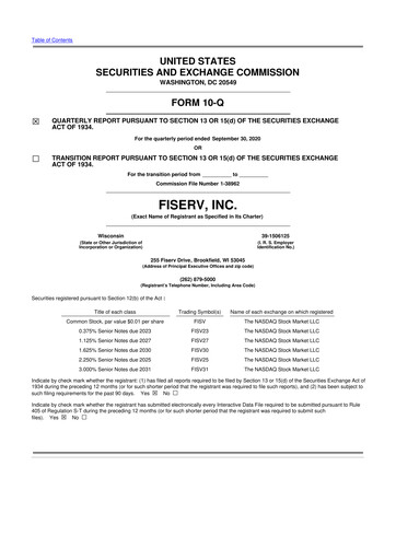 Vorschaubild Fiserv 10-Q Quartalsbericht 2020 