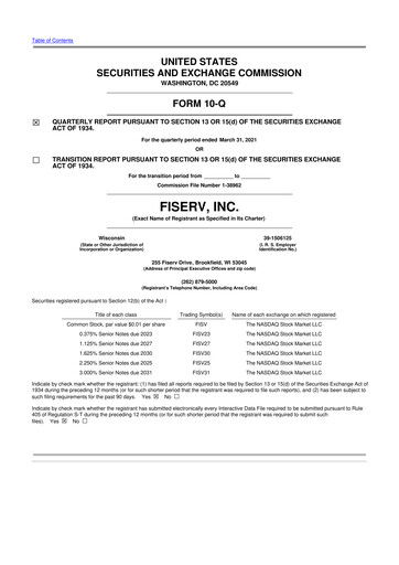 Vorschaubild Fiserv 10-Q Quartalsbericht 2021 