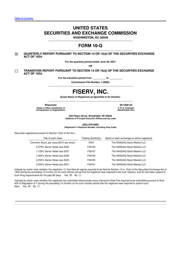 Vorschaubild Fiserv 10-Q Quartalsbericht 2021 