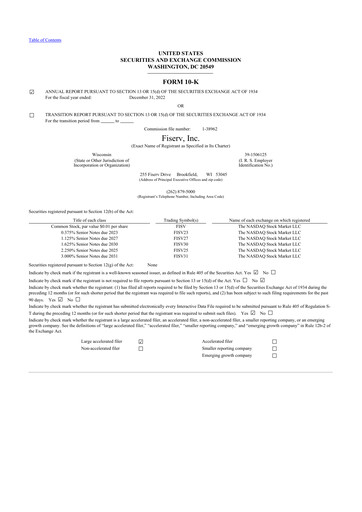 Thumbnail Fiserv 10-K Annual Report 2022