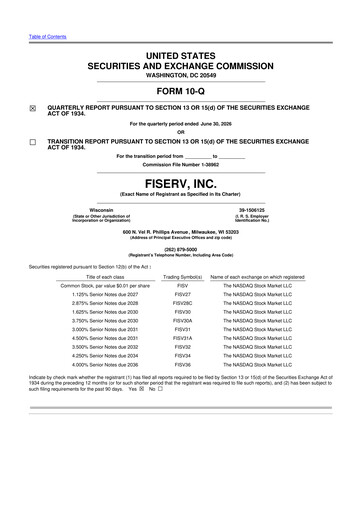 Thumbnail Fiserv 10-Q Quarterly Report FY2026 
