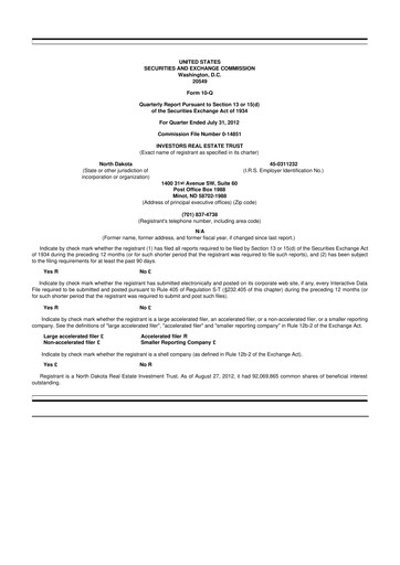 Thumbnail Centerspace 10-Q Quarterly Report FY2013 