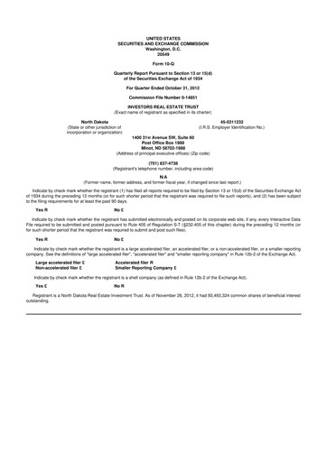 Thumbnail Centerspace 10-Q Quarterly Report FY2013 