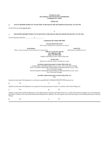 Thumbnail Centerspace 10-K Annual Report 2013