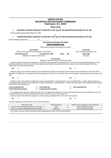 Thumbnail Centerspace 10-Q Quarterly Report FY2022 
