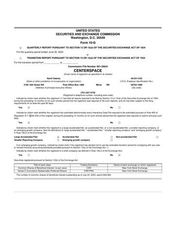 Thumbnail Centerspace 10-Q Quarterly Report FY2023 