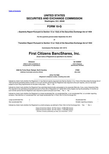 Vorschaubild First Citizens BancShares
 10-Q Quartalsbericht 2013 