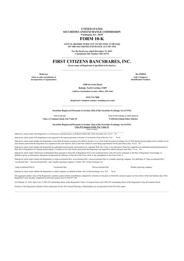 Thumbnail First Citizens BancShares
 10-K Annual Report 2015