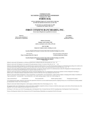 Thumbnail First Citizens BancShares
 10-K Annual Report 2018