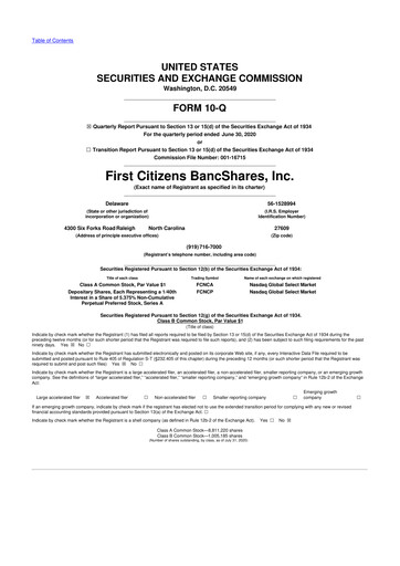 Vorschaubild First Citizens BancShares
 10-Q Quartalsbericht 2020 