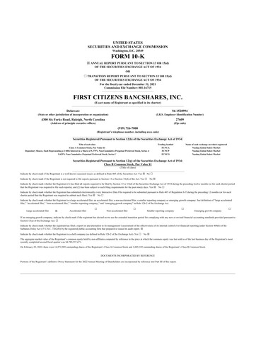 Thumbnail First Citizens BancShares
 10-K Annual Report 2021