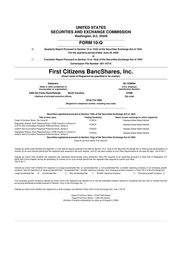Thumbnail First Citizens BancShares
 10-Q Quarterly Report FY2026 