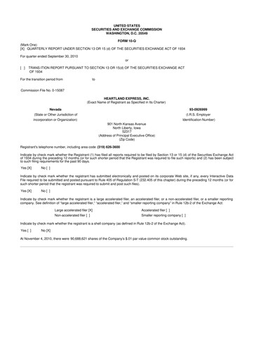 Vorschaubild Heartland Express 10-Q Quartalsbericht 2010 