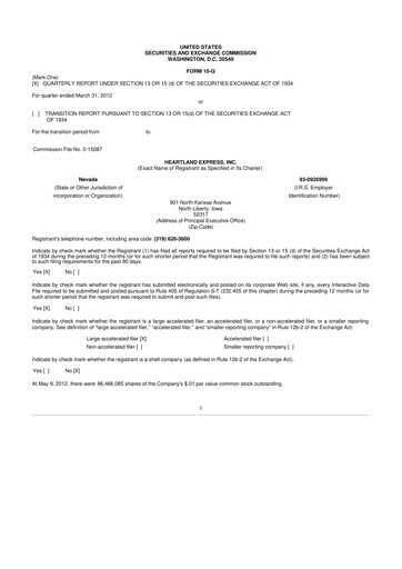 Vorschaubild Heartland Express 10-Q Quartalsbericht 2012 