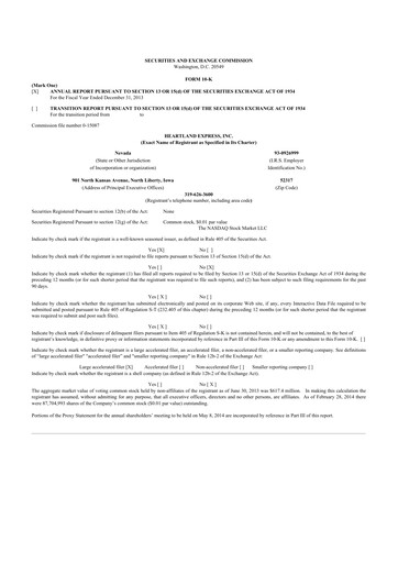 Thumbnail Heartland Express 10-K Annual Report 2013