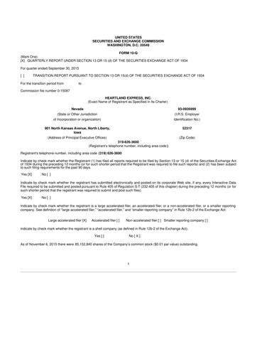 Vorschaubild Heartland Express 10-Q Quartalsbericht 2015 